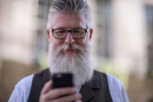 Senior using smartphone