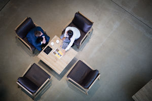 Overhead shot of colleagues waiting for clients