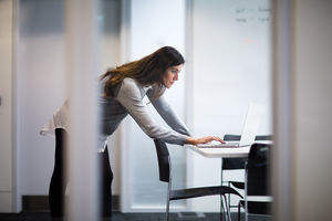 Businesswoman working on a presentation