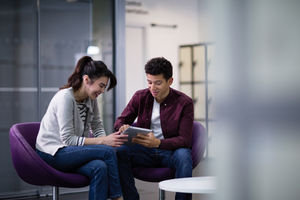 Two students at college