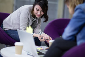 Female students working together