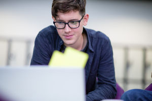 Student revising at college