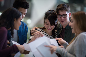 Students opening exam results
