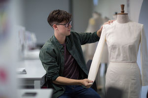 Fashion student working on a design