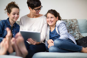Mum having fun with daughters