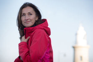 Mature female enjoying the outdoors in winter