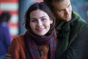 Portrait of couple outdoors in winter