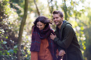 Couple having fun outdoors in autumn