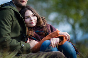 Couple enjoying autumn outdoors in nature