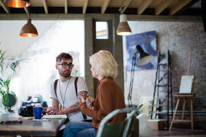 Two entrepreneurs in a business meeting