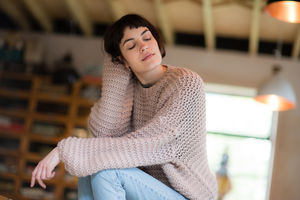 Young adult female in the morning