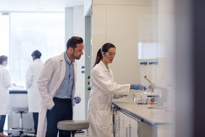 Female student scientist working on an experiment