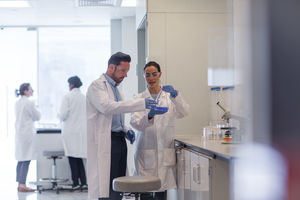 Female student scientist working on an experiment
