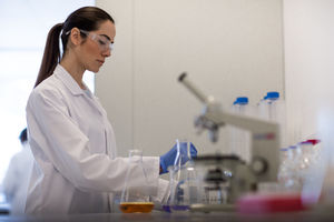 Female scientist working in a science laboratory