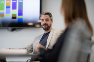 Businessman listening in a meeting