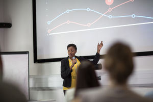 Female executive leading a training conference