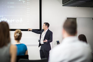 Businessman leading a training conference