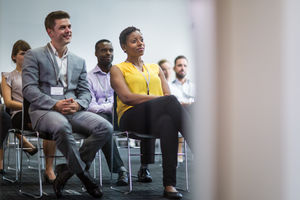 Audience listening at a business conference
