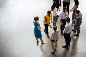 Overhead shot of a networking event
