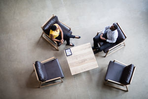 Overhead shot of a business meeting