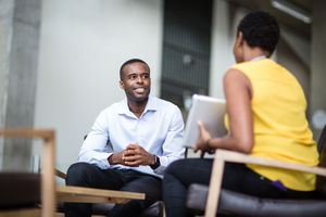 Businessman listening in a meeting