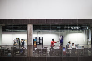 Busy office at night