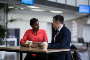 Businesswoman listening to a presentation