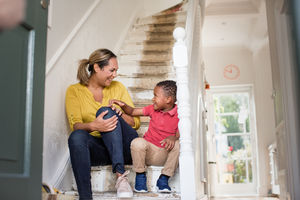 Boy excited to go to school