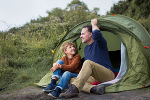 Father and Son camping together