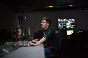 TV operator at work in a control room
