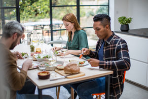 Friends enjoying a meal together