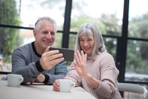 Senior couple on a videocall