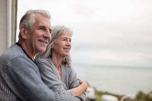 Senior couple enjoying sea view