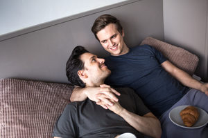 Young male couple relaxing