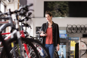 Portrait of a small business owner in a bike store