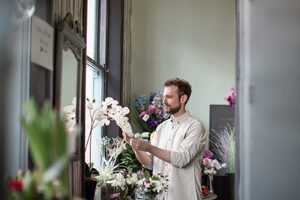 Florist working in store