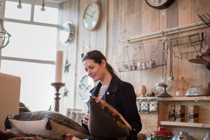 Adult female shopping in a home interior store