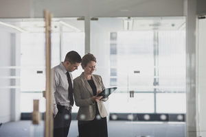 Businessman looking at new office space