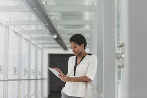 African American businesswoman using a digital tablet