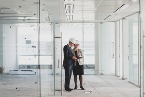 Businessman looking at new office space
