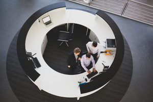 Overhead shot of people working in an office
