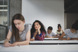 High school students in an exam