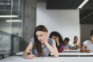 High school students in an exam