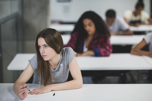 High school students in an exam