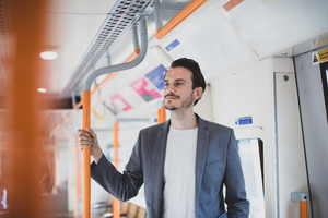 Commuter about to depart train