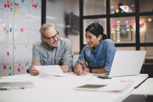 Coworkers in a late meeting