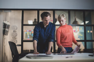 Coworkers in a late meeting