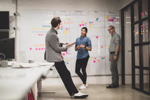 Coworkers in a late meeting