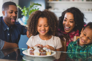 African American family celebrating a birthday