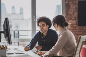 Coworkers working together in an office